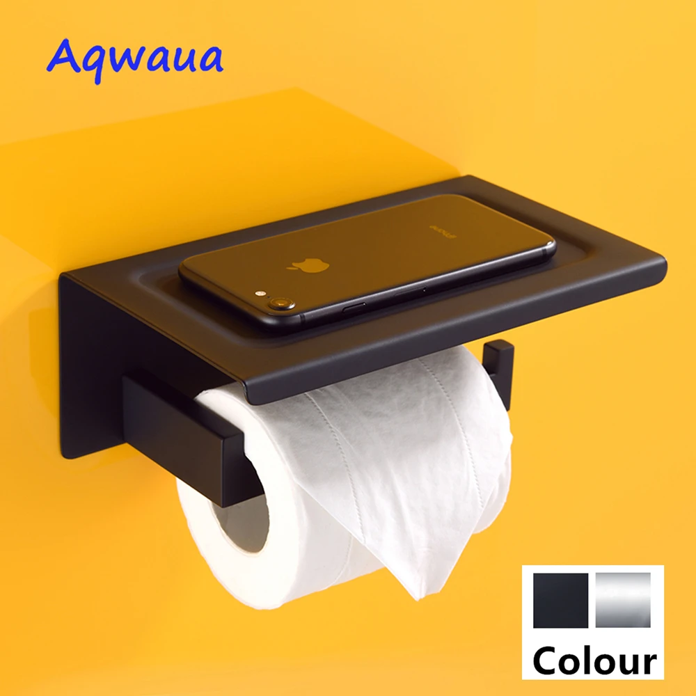 Aqwaua Black Toilet Paper Holder Wall Mounted with Cellphone Shelf SUS304 Stainless Steel Bathroom Accessory Toilet Roll Holder
Aqwaua Black Toilet Paper Holder Wall Mounted with Cellphone Shelf SUS304 Stainless Steel Bathroom Accessory Toilet Roll Holder