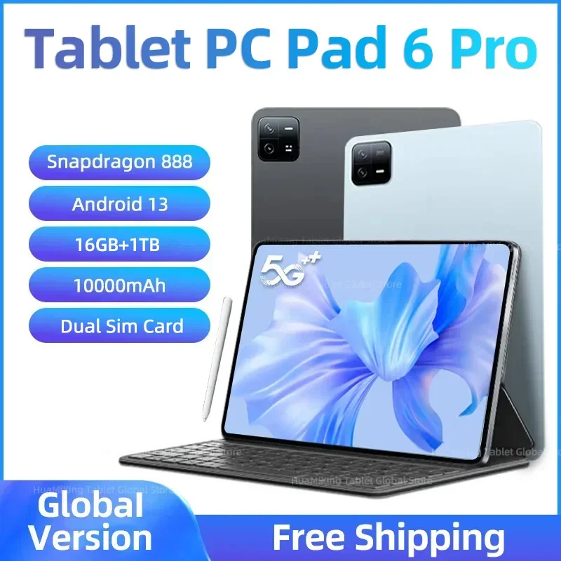 2023 Original Global Version Tablet Android 13.0 Pad 6 Pro Snapdragon 888 16GB+1TB Tablet PC 5G Dual SIM Card or WIFI HD 4K Mi 
2023 Original Global Version Tablet Android 13.0 Pad 6 Pro Snapdragon 888 16GB+1TB Tablet PC 5G Dual SIM Card or WIFI HD 4K Mi