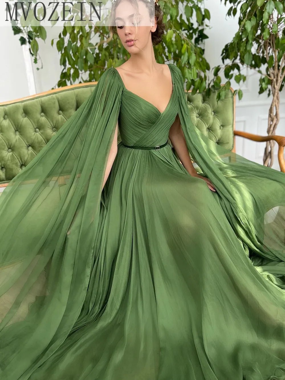 Mvozein Chiffon Green Evening Dress With Jacket Long Prom Dresses 2023 Green A-Line Pleat Backless Formal Party Dress
Mvozein Chiffon Green Evening Dress With Jacket Long Prom Dresses 2023 Green A-Line Pleat Backless Formal Party Dress