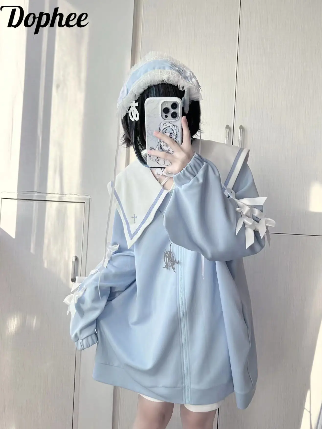 Dophee японский стиль крест матросский воротник бандаж бант спортивный костюм Повседневная куртка Аниме анимация средней длины фотопальто + шорты
Dophee японский стиль крест матросский воротник бандаж бант спортивный костюм Повседневная куртка Аниме анимация средней длины фотопальто + шорты