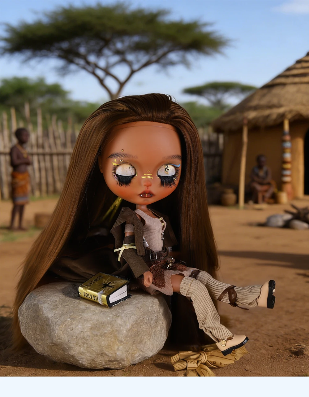 Emery – Premium Custom Neo Blythe Doll with Brown Hair, Dark Skin & Matte Cute Face 12 Emery – Premium Custom Neo Blythe Doll with Brown Hair, Dark Skin & Matte Cute Face 12