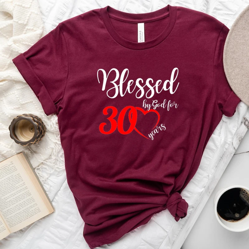 Blessed By God for 30 Women T Shirts Cotton 30th 30 Years Old Birthday Party Womens Clothes Harajuku Vintage T-shirts Black Tops
Blessed By God for 30 Women T Shirts Cotton 30th 30 Years Old Birthday Party Womens Clothes Harajuku Vintage T-shirts Black Tops