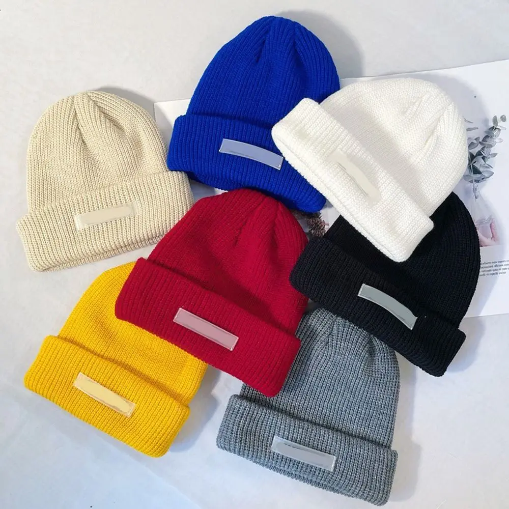 

Thermal Knitted Beanies Unisex Hipster Hip-hop Woolen Hat Elastic Melon Leather Cap Fall