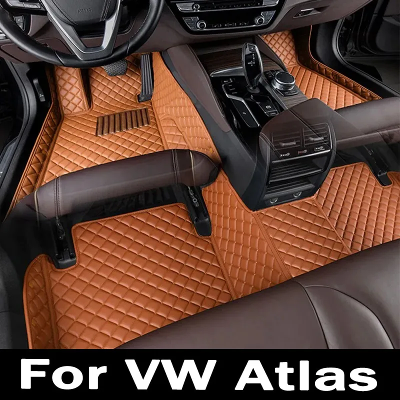 

Car Mats For Volkswagen VW Atlas Teramont CA1 2017~2022 Auto Interior Parts Floor Rug Carpet Luxury Leather Mat Car Accessories