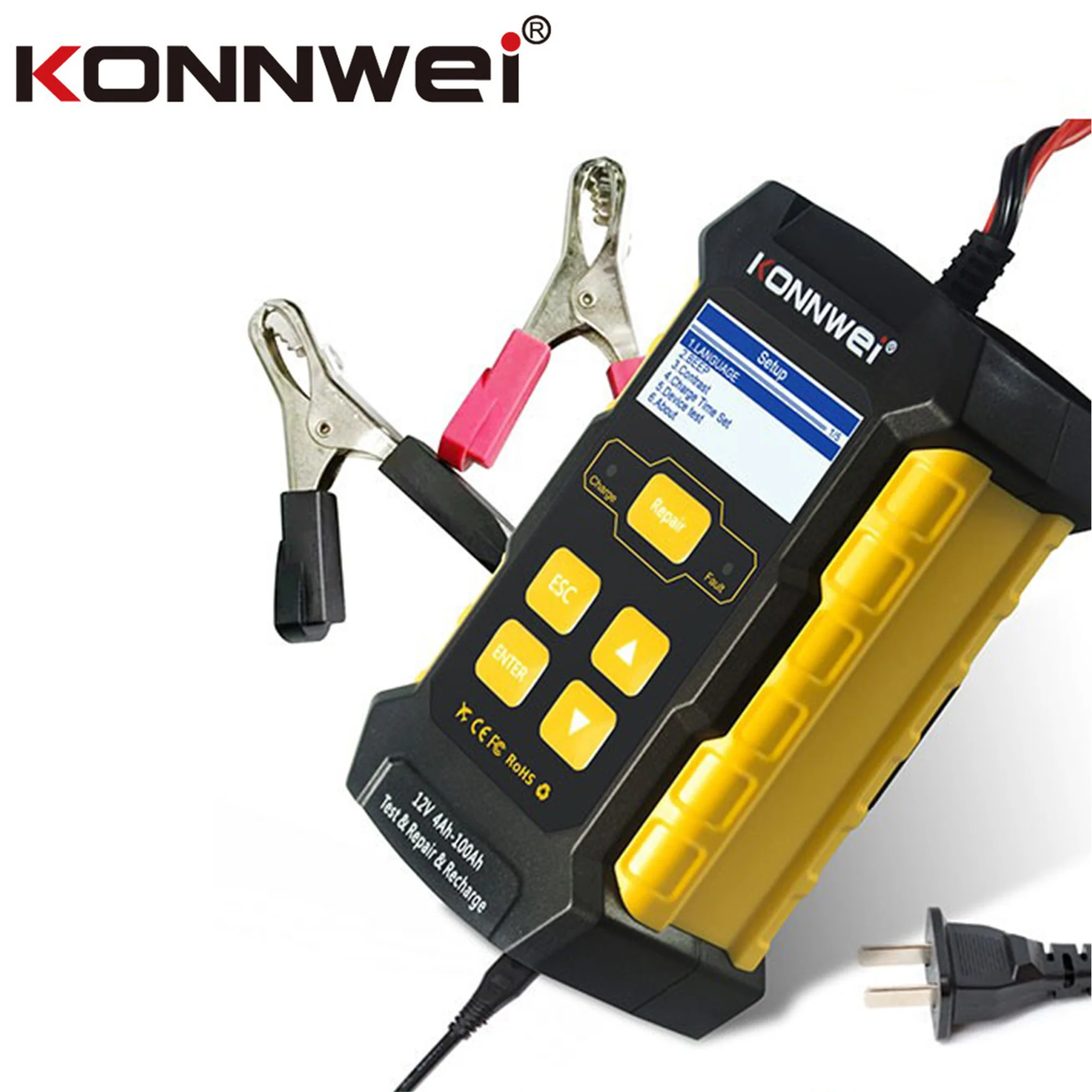 

Тестер аккумулятора KONNWEI KW510, 3-в-1 автомобильное зарядное устройство, устройство для обслуживания и ремонта автомобильных импульсов, используется для тестирования состояния здоровья аккумуляторов