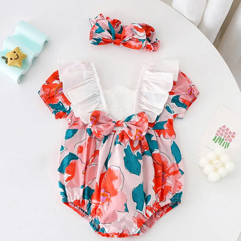 Infant Baby Girl Bodysuits+Hair band Short Sleeved Cotton Print Toddler Baby Girls Jumpsuit Children Clothing For Summer
Infant Baby Girl Bodysuits+Hair band Short Sleeved Cotton Print Toddler Baby Girls Jumpsuit Children Clothing For Summer