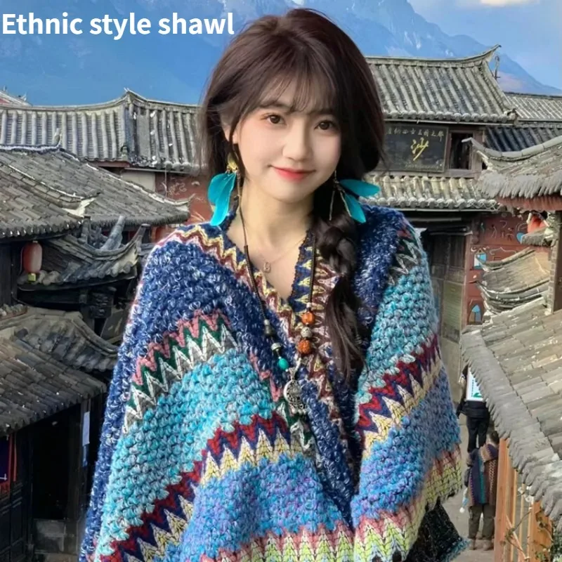 Ethnic Style Shawl Dual Purpose Air-conditioned Cloak Knitted Yarn Handmade Tassel Pendant Shawl Travel Shawl Blanket
Ethnic Style Shawl Dual Purpose Air-conditioned Cloak Knitted Yarn Handmade Tassel Pendant Shawl Travel Shawl Blanket