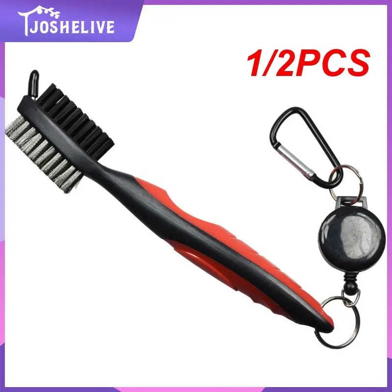 

1/2PCS Golf Club Brush Retractable Dual Sided Nylon Bristles Aluminum Carabiner Groove Cleaner Groove Cleaning Tool Kit