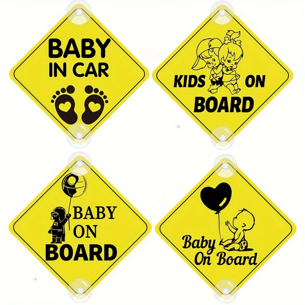 

Baby In Car Sticker Cute Baby's Footprint Self-adhesive Vinyl Sticker For Car Window Warning Sign Eye-catching Yellow Pattern