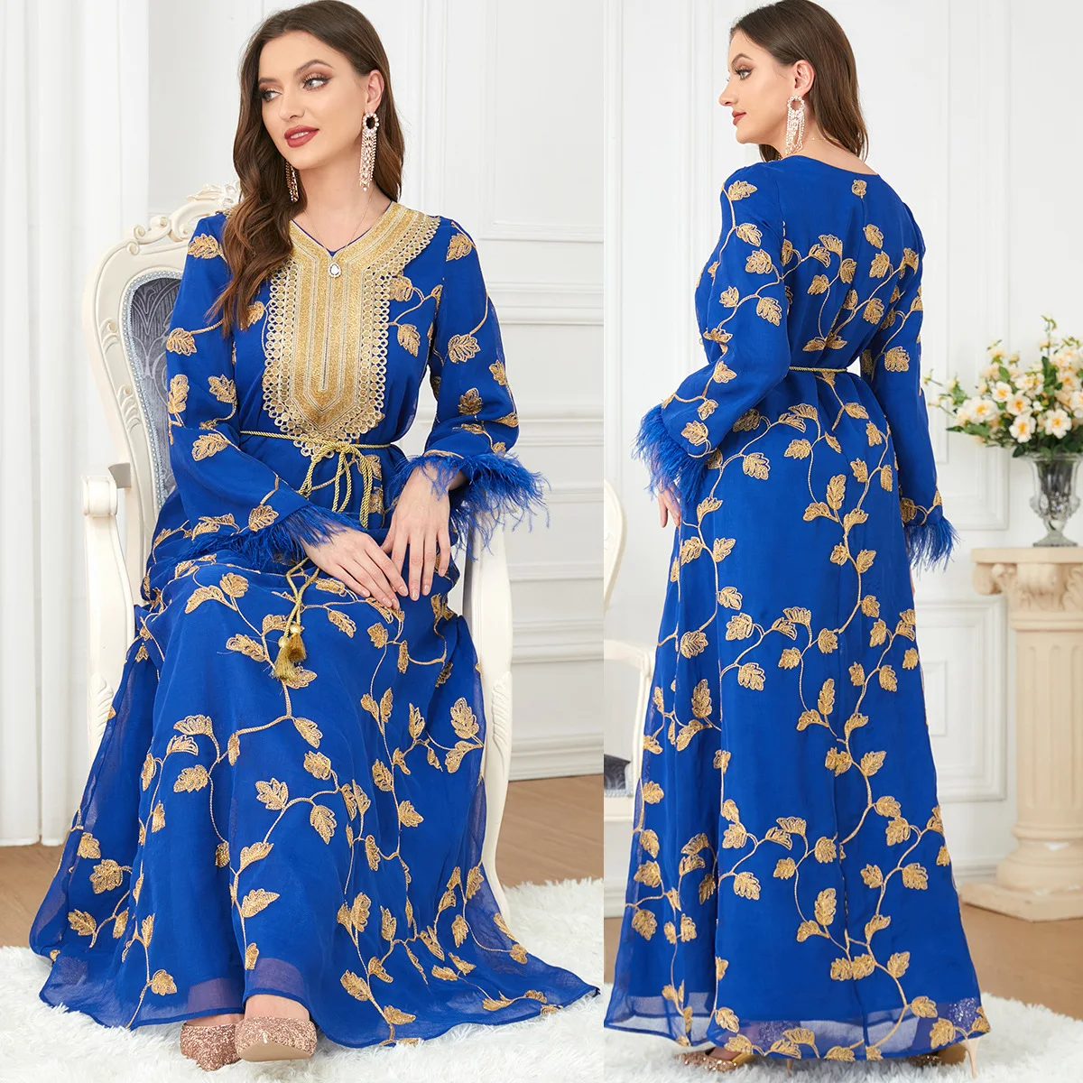 Spring and Summer Ramadan Muslim Brand Embroidered Tassel Skirt Turkish Indian Abaya Arab Islamic Women Moroccan Kafutan Gown
Spring and Summer Ramadan Muslim Brand Embroidered Tassel Skirt Turkish Indian Abaya Arab Islamic Women Moroccan Kafutan Gown