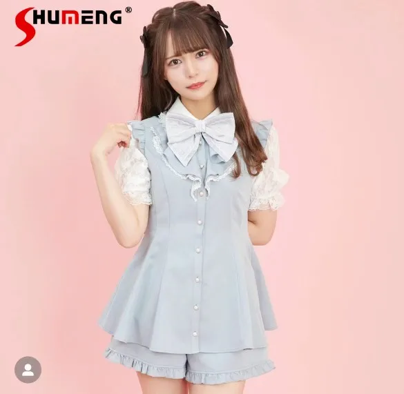 Women Rojita Two-Piece Sets Culottes Outfits SC Lolita Dress Suit Japanese-Style Mine Slim-Fit Slimming Bow Lace Shirt Shorts
Women Rojita Two-Piece Sets Culottes Outfits SC Lolita Dress Suit Japanese-Style Mine Slim-Fit Slimming Bow Lace Shirt Shorts