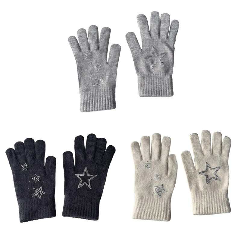 

Вязаные теплые перчатки с полным пальцем, перчатки для сноуборда, зимние перчатки с сенсорным экраном