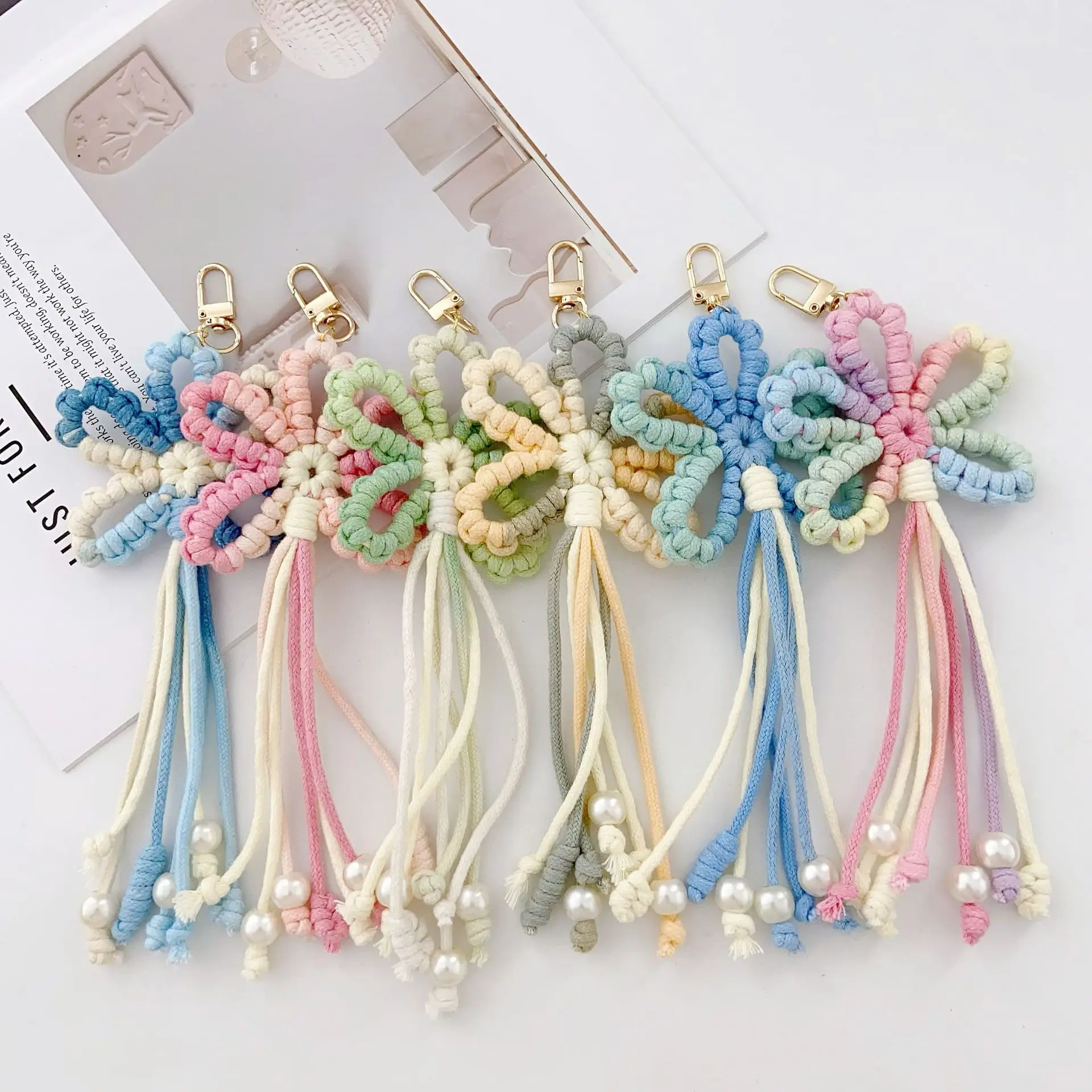 Boho Braided Flower Keychain - Macrame Tassel Car Charm 1 S9f3f8cea95db40ca9d6f944a86f0783cJ