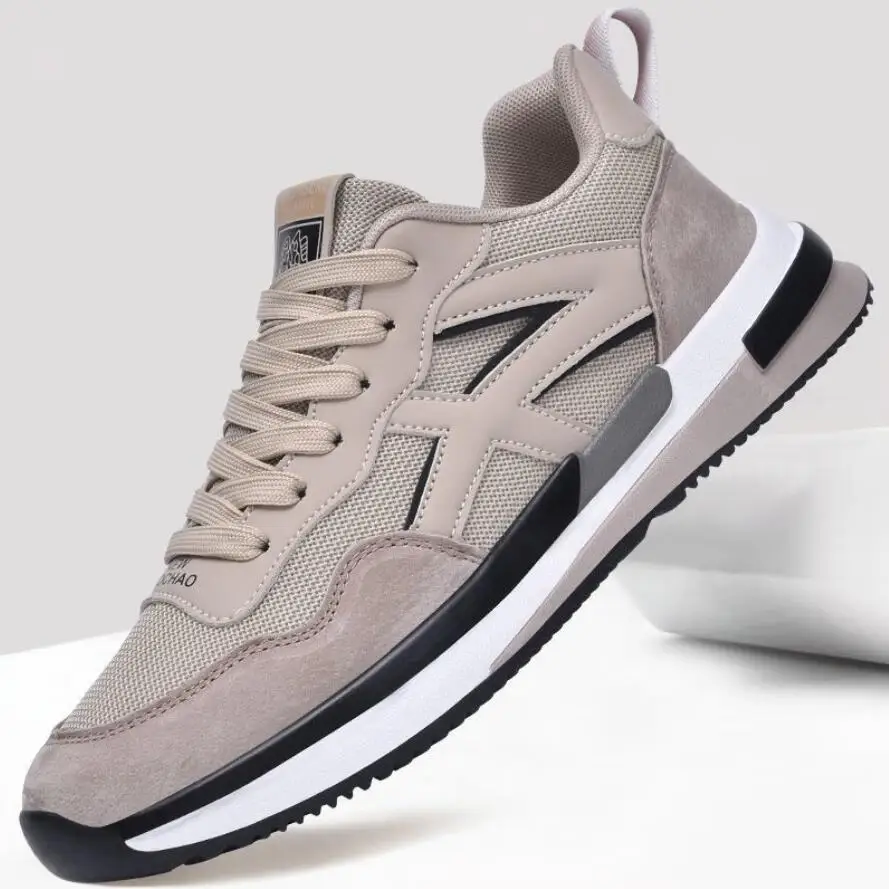 Кроссовки мужские дышащие, плоская подошва, на шнуровке, повседневная прогулочная обувь, весна