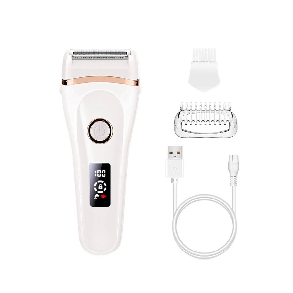 

Электрическая бритва для женщин, Аккумуляторный триммер для зоны бикини с зарядкой от USB, водонепроницаемый, ж/к дисплей, для влажной и сухой бритья всего тела