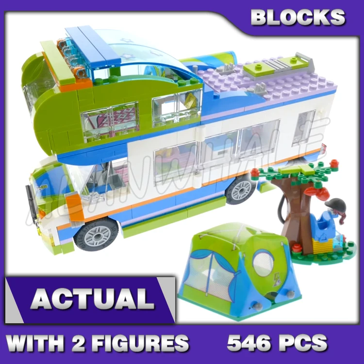 

546pcs Friends Heartlake Mia's Camper Van Picnic Tent Inflatable Dinghy Horse 10858 Building Blocks Sets Compatible With Model