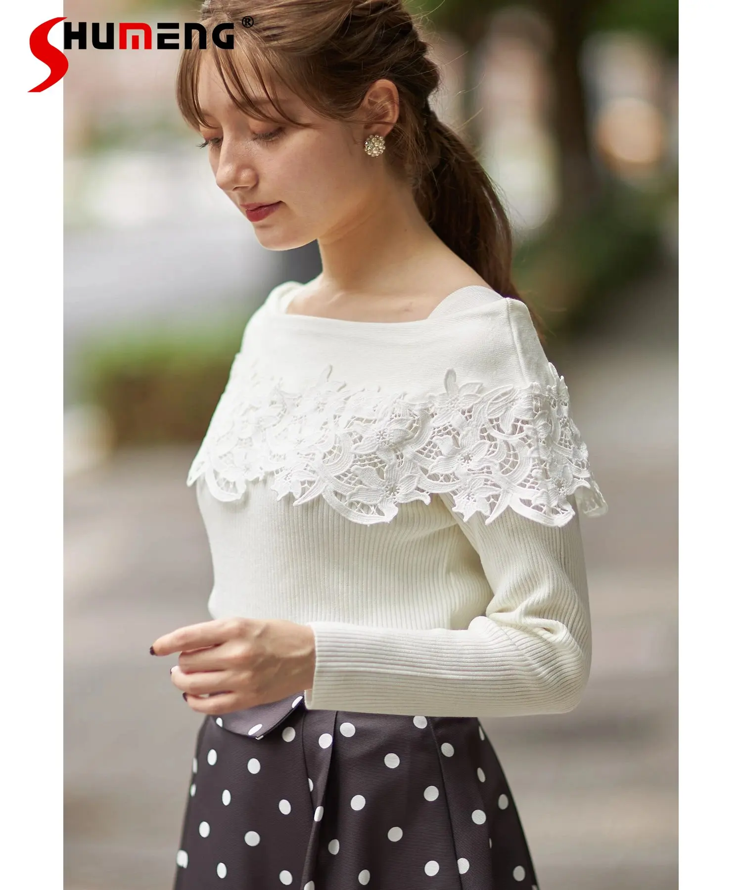 Sweet Japanese Sexy Off-shoulder Knitted Pullover Women 2023 Spring Autumn New Elastic Slim Exquisite Lace Long-Sleeve Sweater
Sweet Japanese Sexy Off-shoulder Knitted Pullover Women 2023 Spring Autumn New Elastic Slim Exquisite Lace Long-Sleeve Sweater