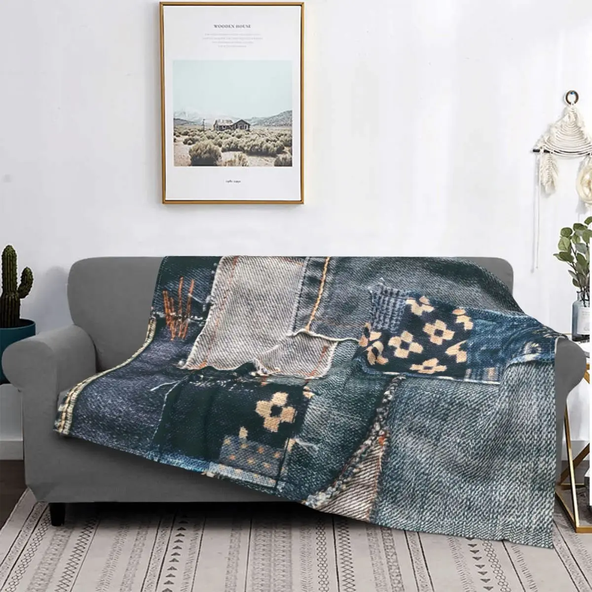 

Джинсовые одеяла в стиле пэчворк флисовые зимние многофункциональные теплые Пледы для дивана покрывала