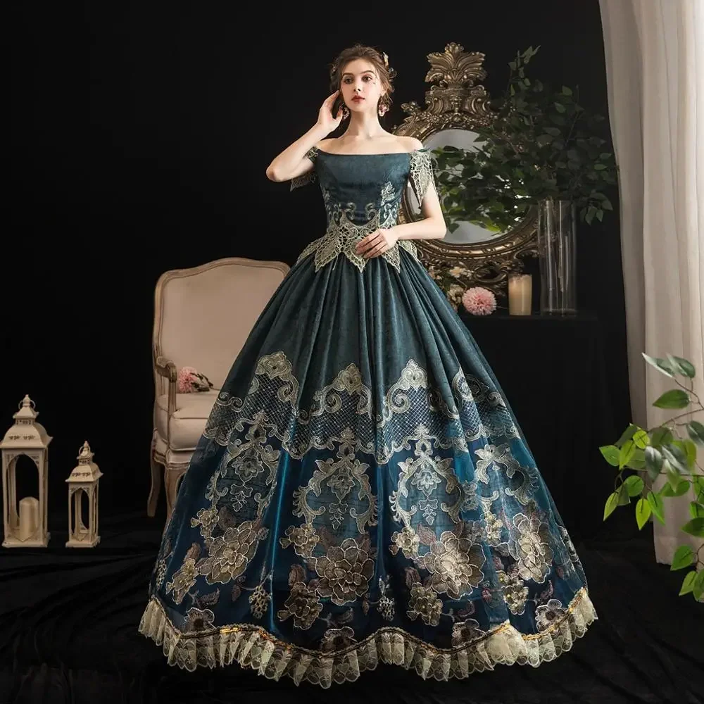 

18th Century Rococo Green Royal Court Dress Retro Baroque Clothing Renaissance Rococo Marie Antoinette Costume Prom Dress