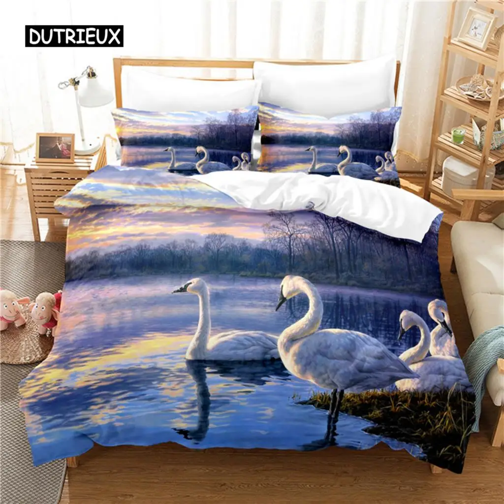 

Swan Bedding Set Duvet Cover Set 3d Bedding Digital Printing Bed Linen Queen Size Bedding Set Fashion Design