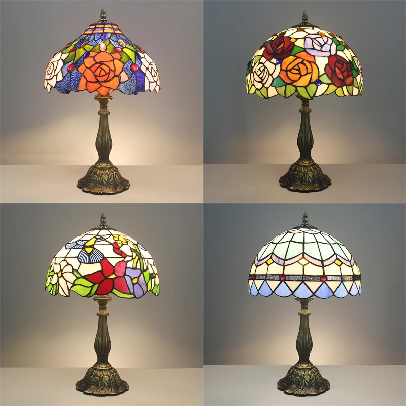 

Retro Tiffany Stained Glass Table Lamp Mediterranean Vintage Turkish Mosaic Led Desk Lamps Bedroom Hotel Living Room Decoration