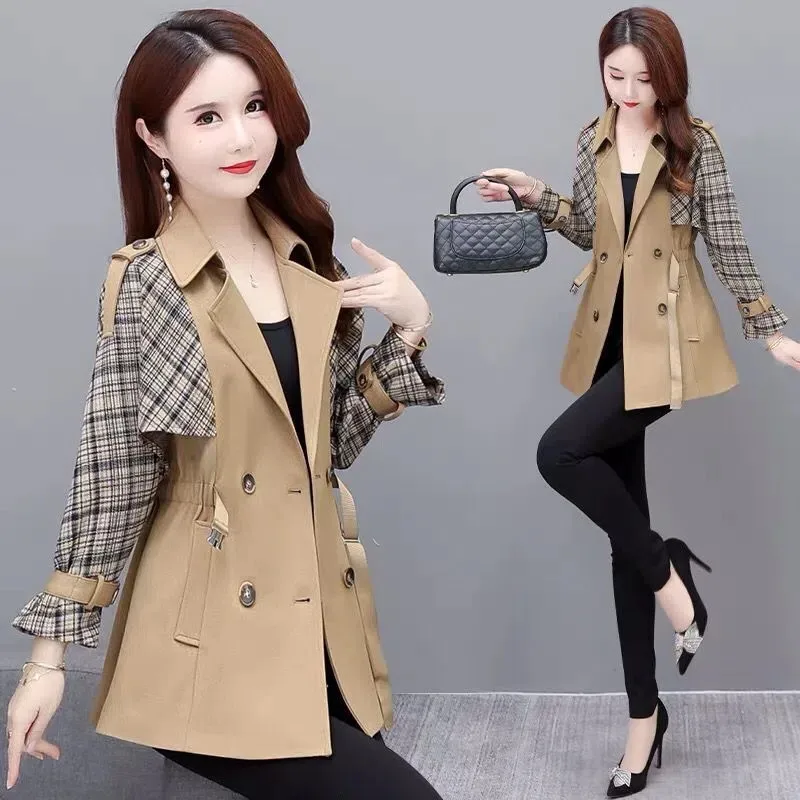 

Casaco Feminino Khaki Windbreaker Jacket Women's 2024 Spring Autumn New Fashion Trench Coat Outwear Double-Breasted Jackets