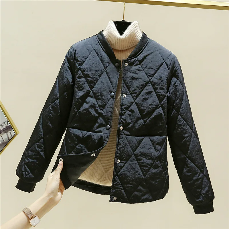 

Korean Fashion Short Parkas Winter Lightweight Quilted Jackets Women Candy Colors Bomber Down Cotton Coats Casual Padded Jacket