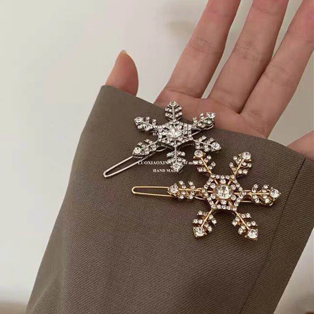 

1pc Snowflake Rhinestone Hair Clips Crystal Hairpin Barrette Wedding Bridal Christmas Ornaments Hair Accessories for Women Girls