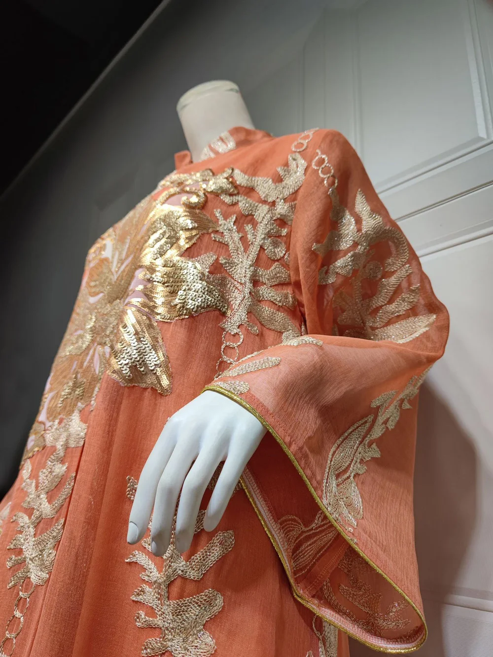 Maxi Dress Golden Sequins Embroidery Green White Abaya Woman Muslim Female Jalabiya Arabic Elegant Clothing Long Sleeves 211 Mallzona S9f53aa17076444638d5bc87d04699240V Maxi Dress Golden Sequins Embroidery Green White Abaya Woman Muslim Female Jalabiya Arabic Elegant Clothing Long Sleeves Mallzona