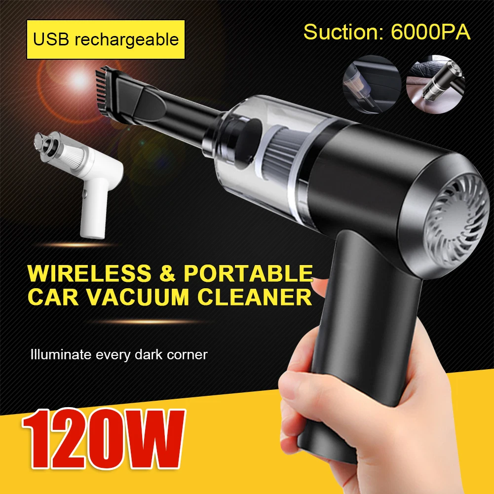 120W Wireless Car Vacuum Cleaner Rechargeable 6000PA Portable Handheld Vacuum Washable Filter with LED Light for Car Home Office
120W Wireless Car Vacuum Cleaner Rechargeable 6000PA Portable Handheld Vacuum Washable Filter with LED Light for Car Home Office