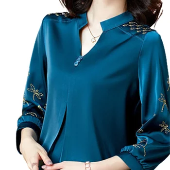 Blusas Casuais de Verão: Uma Toque de Elegância e Conforto 7 5XL Large Size Women Spring Summer Blouses Shirts Lady Fashion Casual Long Sleeve Turn-down Blusas Tops WY0391