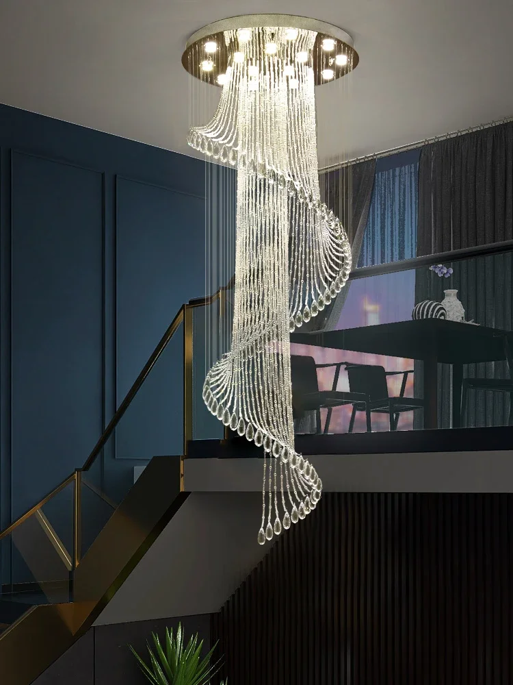 Stair Chandelier Modern Minimalist and Magnificent Villa Hollow Height Loft Rotating Crystal Living Room Duplex Floor Chandelier
Stair Chandelier Modern Minimalist and Magnificent Villa Hollow Height Loft Rotating Crystal Living Room Duplex Floor Chandelier