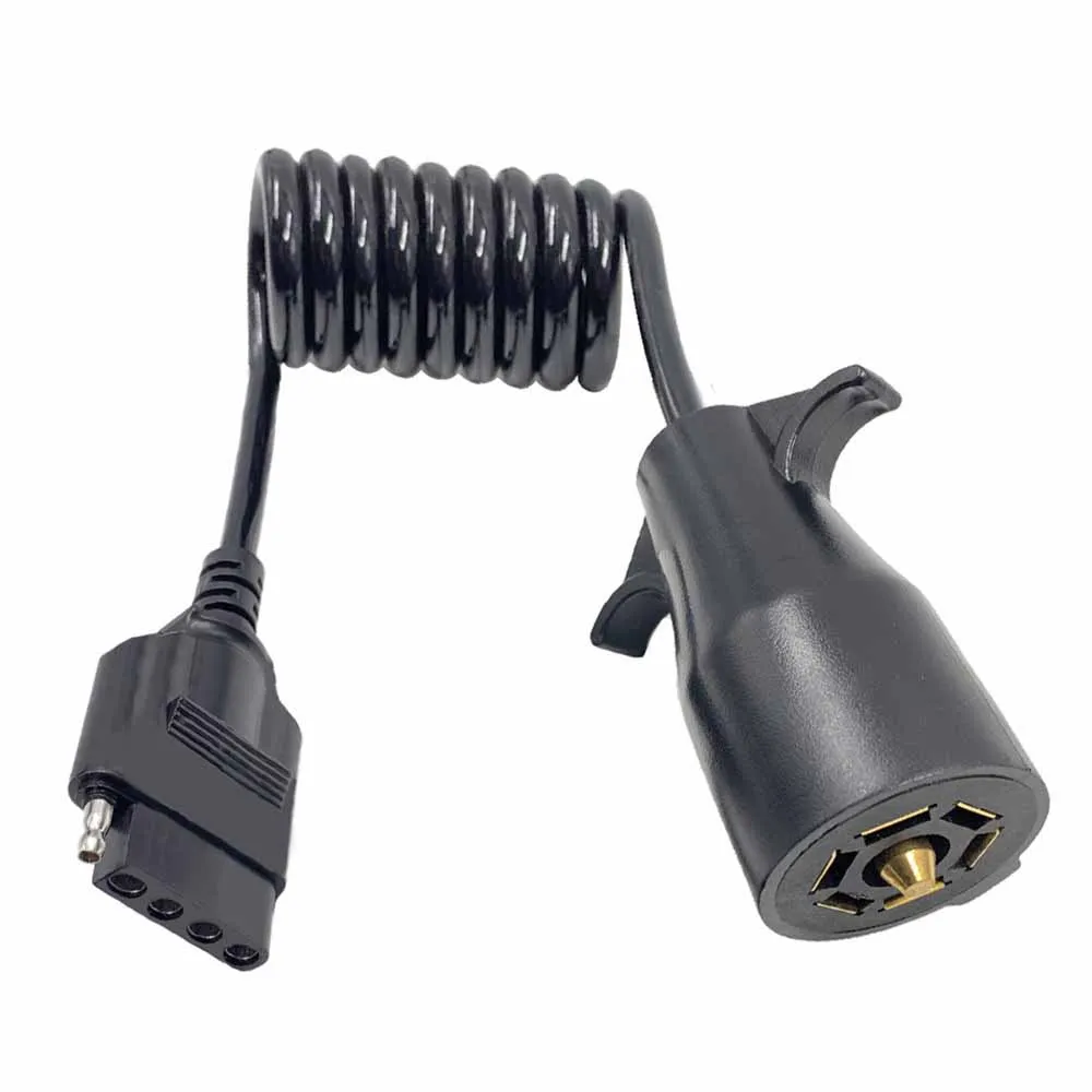 Переходник с спиральным шнуром 7 способов в 5 плоских пружинных кабельных преобразователей для большинства прицепов RVs FY3171-5FT 
Переходник с спиральным шнуром 7 способов в 5 плоских пружинных кабельных преобразователей для большинства прицепов RVs FY3171-5FT