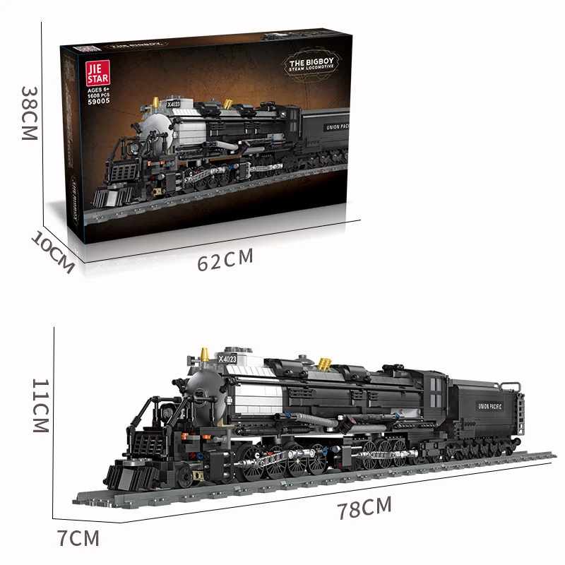 1608 PCS Bigboy Steam Train Lecomotive Model Railway Express Bricks Building Blocks Toys Birthday Christmas Gift 59005
1608 PCS Bigboy Steam Train Lecomotive Model Railway Express Bricks Building Blocks Toys Birthday Christmas Gift 59005