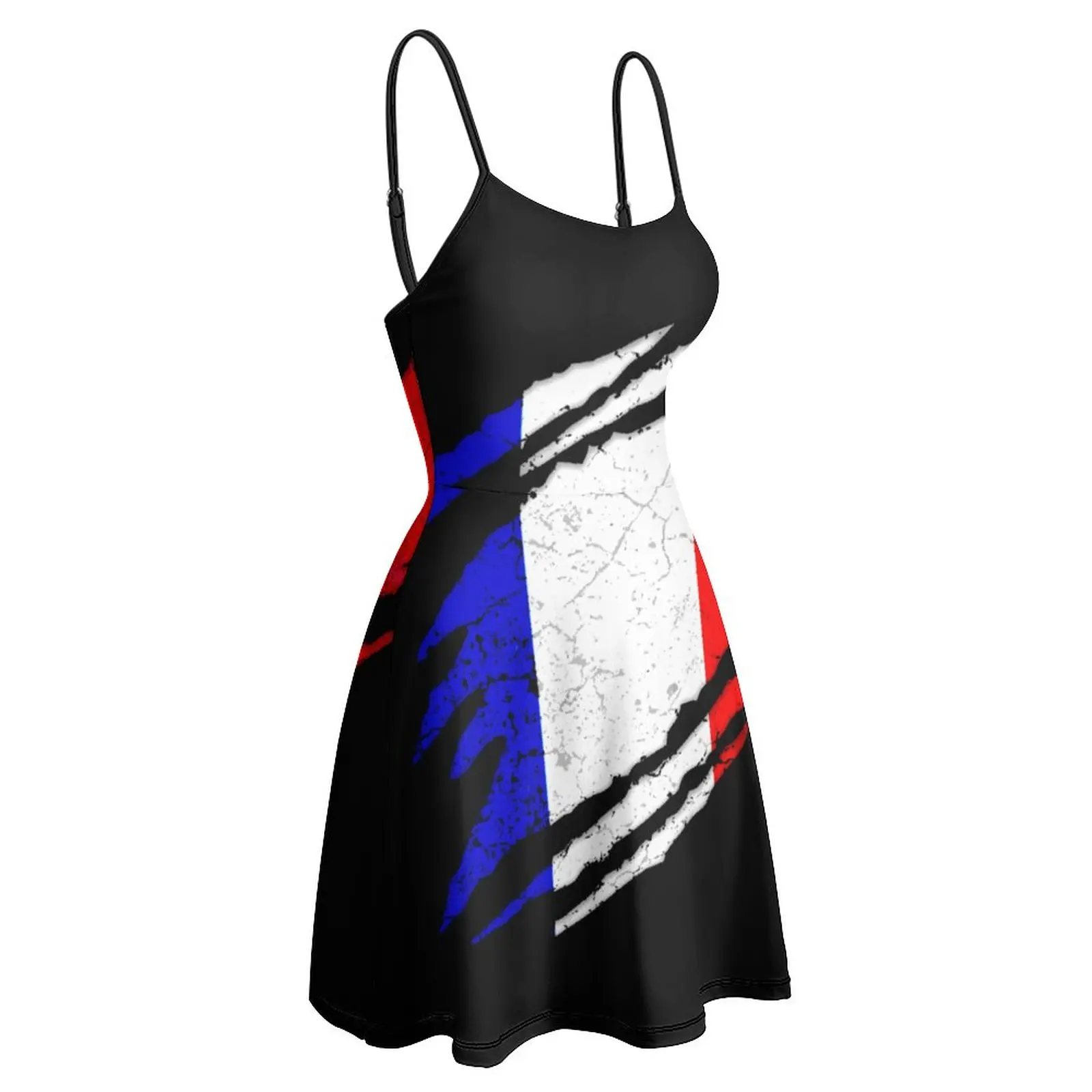 

Flag of France Flag Of France Women's Sling Dress Humor Graphic Strappy Dress Creative Sexy Woman's Clothing Vacations