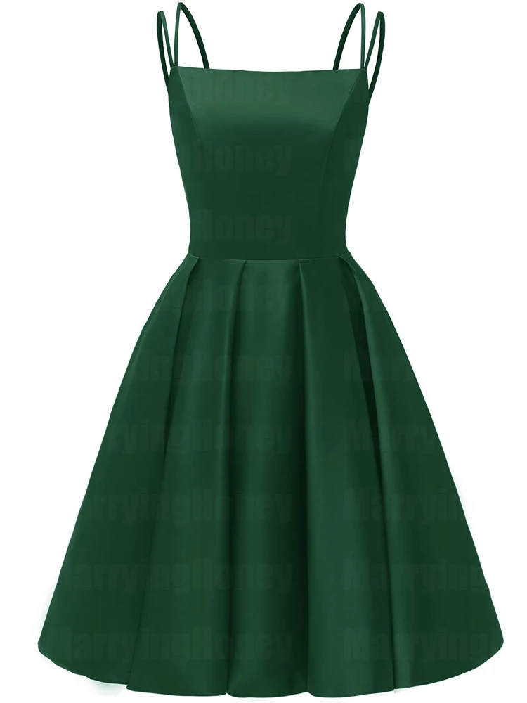 Short Prom Dresses Satin Double Spaghetti Strap Square Neck Sleeveless Homecoming Dress Formal Gowns with Pockets Plus Size
Short Prom Dresses Satin Double Spaghetti Strap Square Neck Sleeveless Homecoming Dress Formal Gowns with Pockets Plus Size