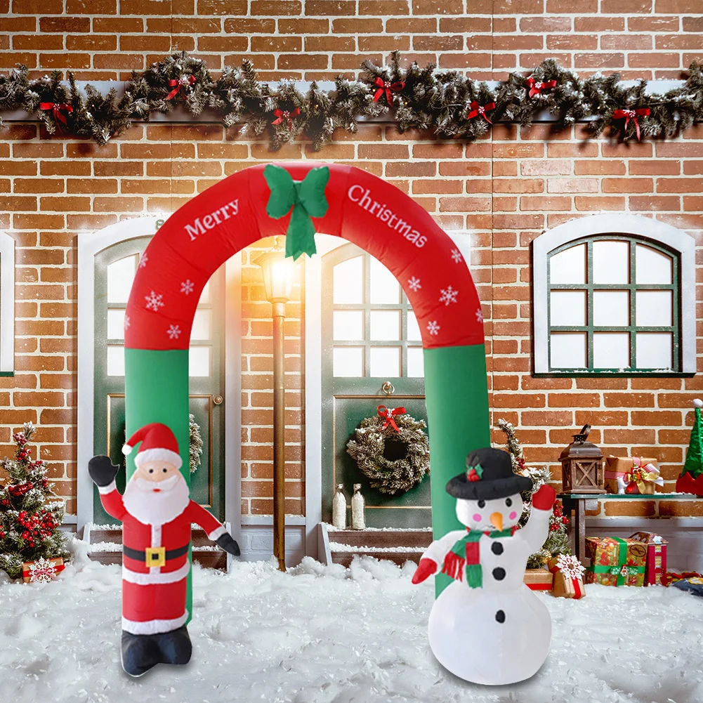 

Cartoon Yards Arch Santa Snowman Illuminated Inflatable Archway Festive Supplies Party Ornaments for Home Door Outdoor Garden