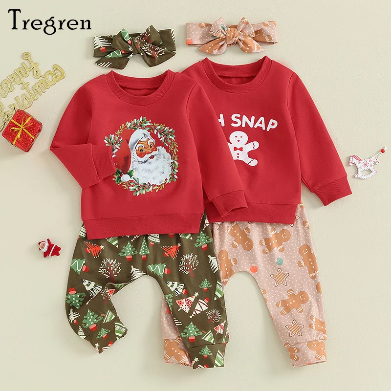 Tregren 0-3Y Toddler Baby Girl Christmas Clothes Long Sleeve Crew Neck Santa/Gingerbread Man Print Sweatshirt + Pants + Headband
Tregren 0-3Y Toddler Baby Girl Christmas Clothes Long Sleeve Crew Neck Santa/Gingerbread Man Print Sweatshirt + Pants + Headband