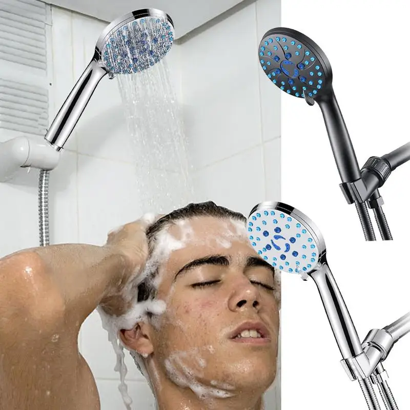 

High Pressure Shower Head Adjustable Showerheads With Hose Water Saving One Key Stop Spray Nozzle Bathroom Accessories Tool