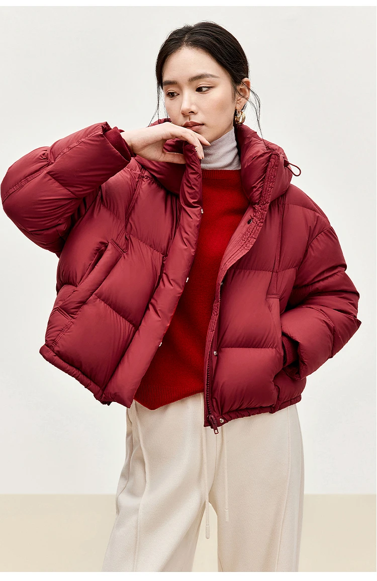 SENTUBILA Hooded Puffer Down Coat for Women 2024 Winter Lightweight Warmth 90% White Duck Down Short Jacket Outerwear W44Y55965 SENTUBILA Hooded Puffer Down Coat for Women 2024 Winter Lightweight Warmth 90% White Duck Down Short Jacket Outerwear W44Y55965