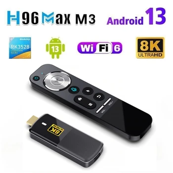 음성 제어 BT 미디어 플레이어 미니 TV 동글, H96 Max M3 스마트 TV 스틱, 안드로이드 13 RK3528, 8K WIFI6, 2.4G, IOS 안드로이드용