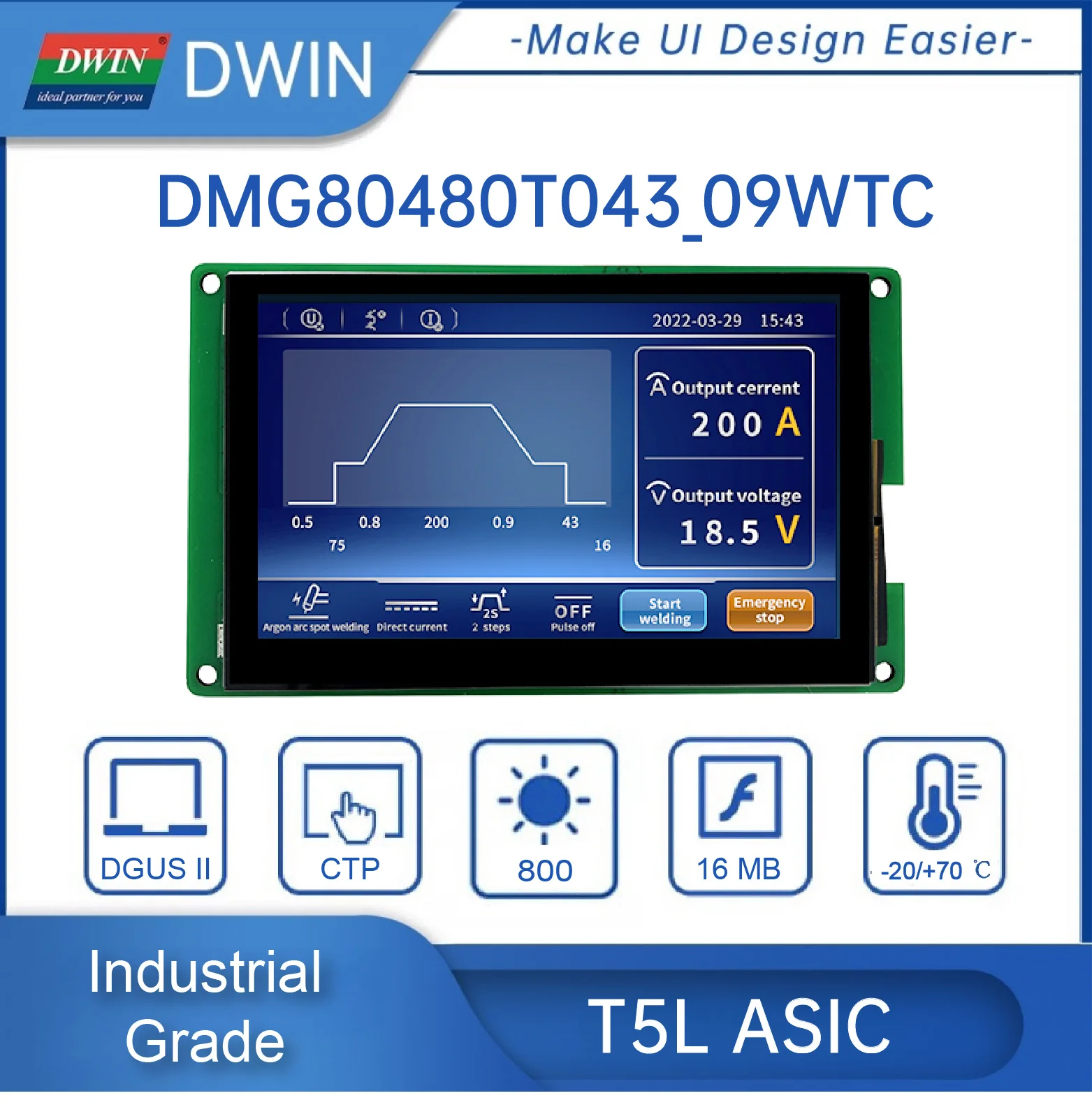Интеллектуальный ЖК-дисплей DWIN 900 Nit 4,3 дюйма с высокой яркостью, читаемый солнечным светом RS232 TTL 800*480 UART
Интеллектуальный ЖК-дисплей DWIN 900 Nit 4,3 дюйма с высокой яркостью, читаемый солнечным светом RS232 TTL 800*480 UART