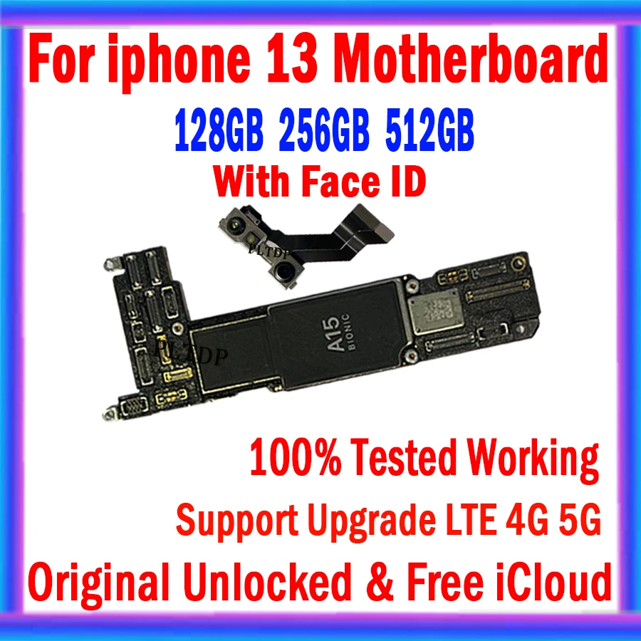 

No ID Account For iPhone 13 Motherboard 128GB 256GB Logic Board Free ICloud Mainboard Support IOS Update 4G 5G Working Tested MB