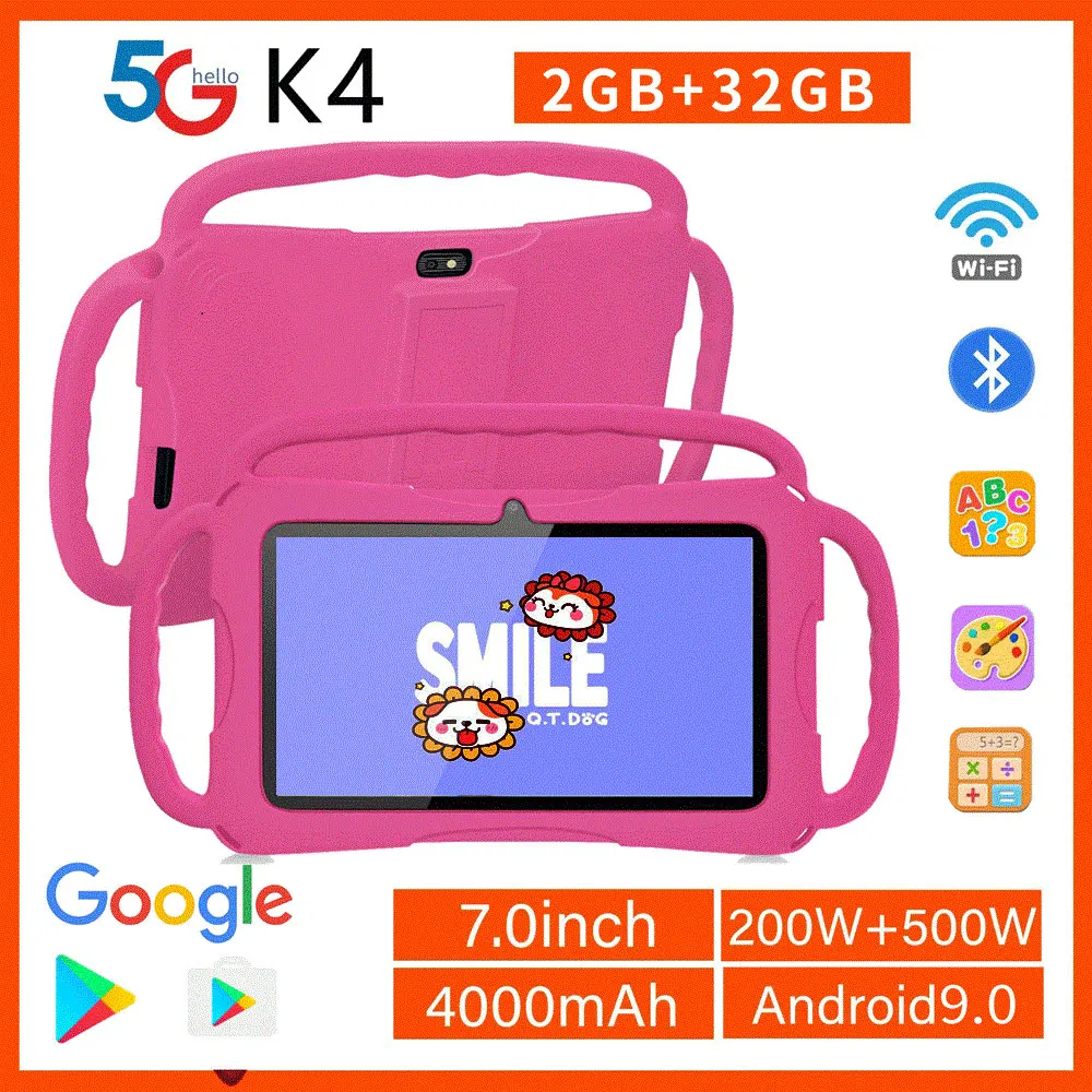 

Детский планшет BDF K4, 7 дюймов, 2 Гб ОЗУ 32 Гб ПЗУ, Android 9.0, Google, обучающие игры, планшеты с Wi-Fi и Bluetooth