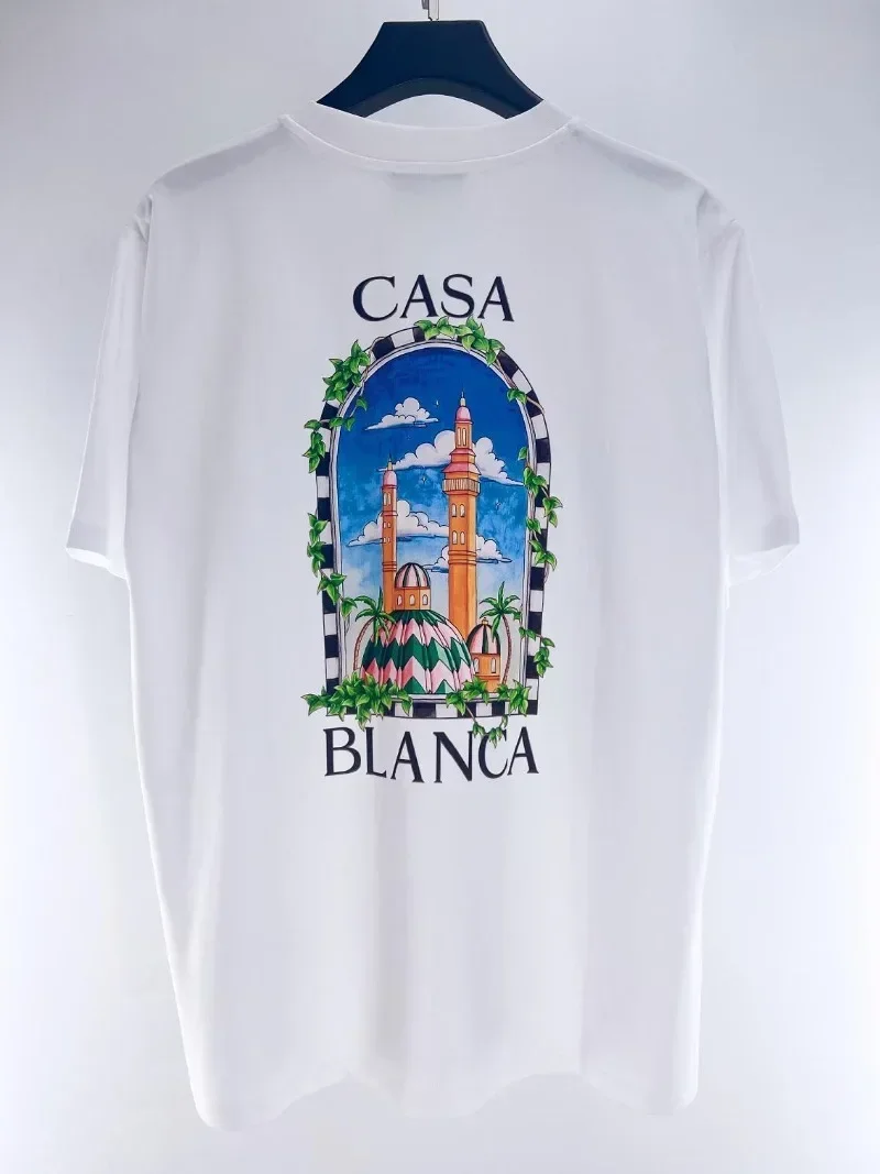 

Top Version Castle Print Casablanca T-Shirt for Men Women Oversize Casual Tee Top Inside Tag