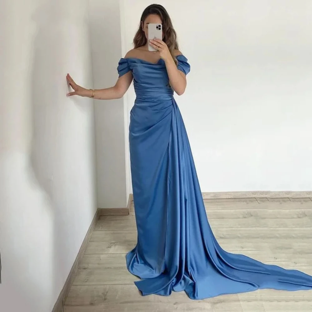 2024 New Blue Simple Evening Dress Sweetheart Pleated A-Line Party Prom Gowns Elegant Off Shoulder Satin Illusion Back فساتين سه
2024 New Blue Simple Evening Dress Sweetheart Pleated A-Line Party Prom Gowns Elegant Off Shoulder Satin Illusion Back فساتين سه