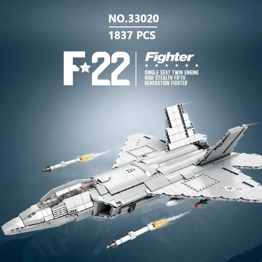 

Building Blocks F22 War Military Aircraft Air Fighter Model Military Series Toys Birthday For child Gift compatible Lego