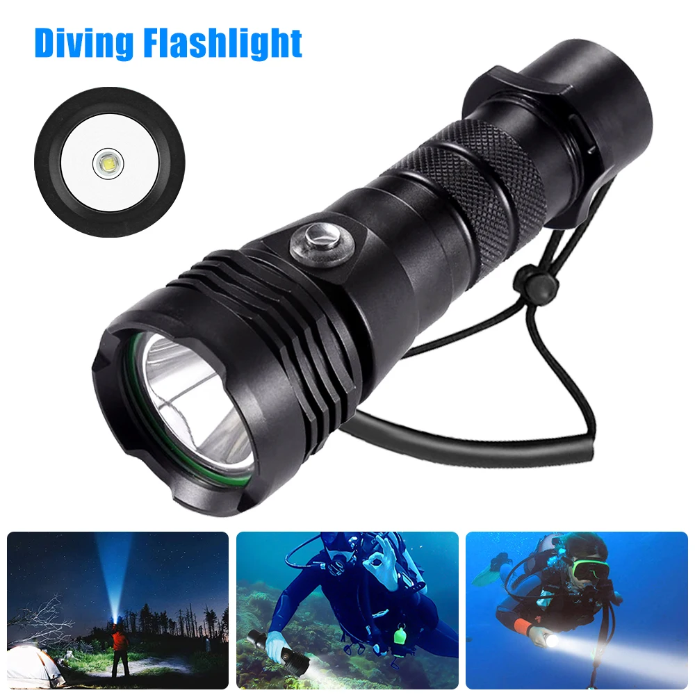 Waterproof Professional Scuba Diving Flashlight LED Underwater Torch Outdoor Tactical Lantern with Hand Rope 
Waterproof Professional Scuba Diving Flashlight LED Underwater Torch Outdoor Tactical Lantern with Hand Rope