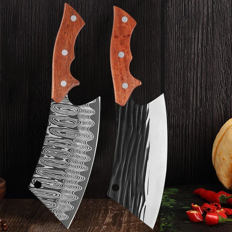 Forged Kitchen Chef Knives Laser Pattern High Carbon Clad Steel Meat Fish Fruit Vegetables Slicing Butcher Cleaver Knife
Forged Kitchen Chef Knives Laser Pattern High Carbon Clad Steel Meat Fish Fruit Vegetables Slicing Butcher Cleaver Knife