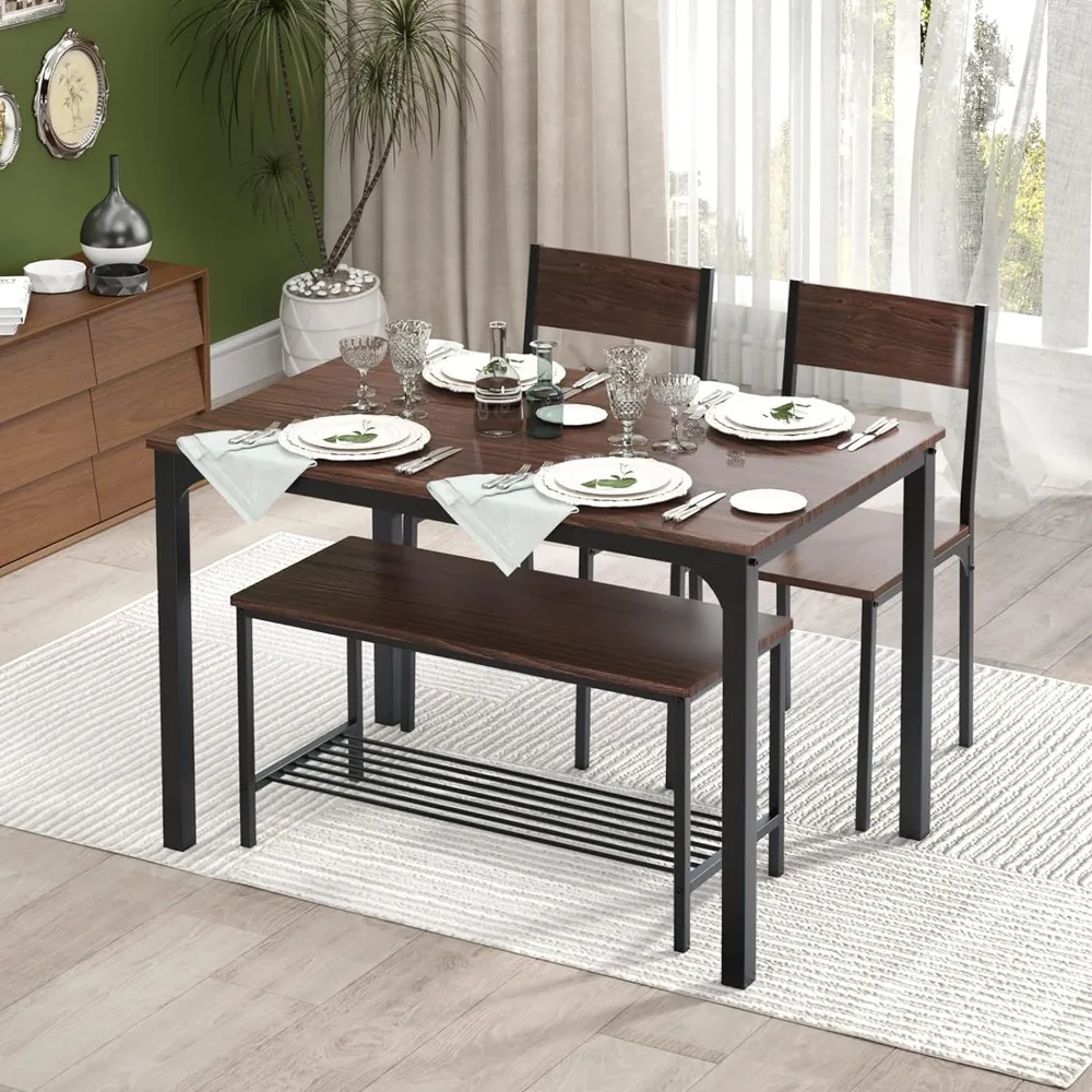 4 Piece Kitchen Dining Table Set for 4, Kitchen Table Bench Chairs Setfor 4, Space-Saving Table Set for Restaurant, Coffee Shop
4 Piece Kitchen Dining Table Set for 4, Kitchen Table Bench Chairs Setfor 4, Space-Saving Table Set for Restaurant, Coffee Shop